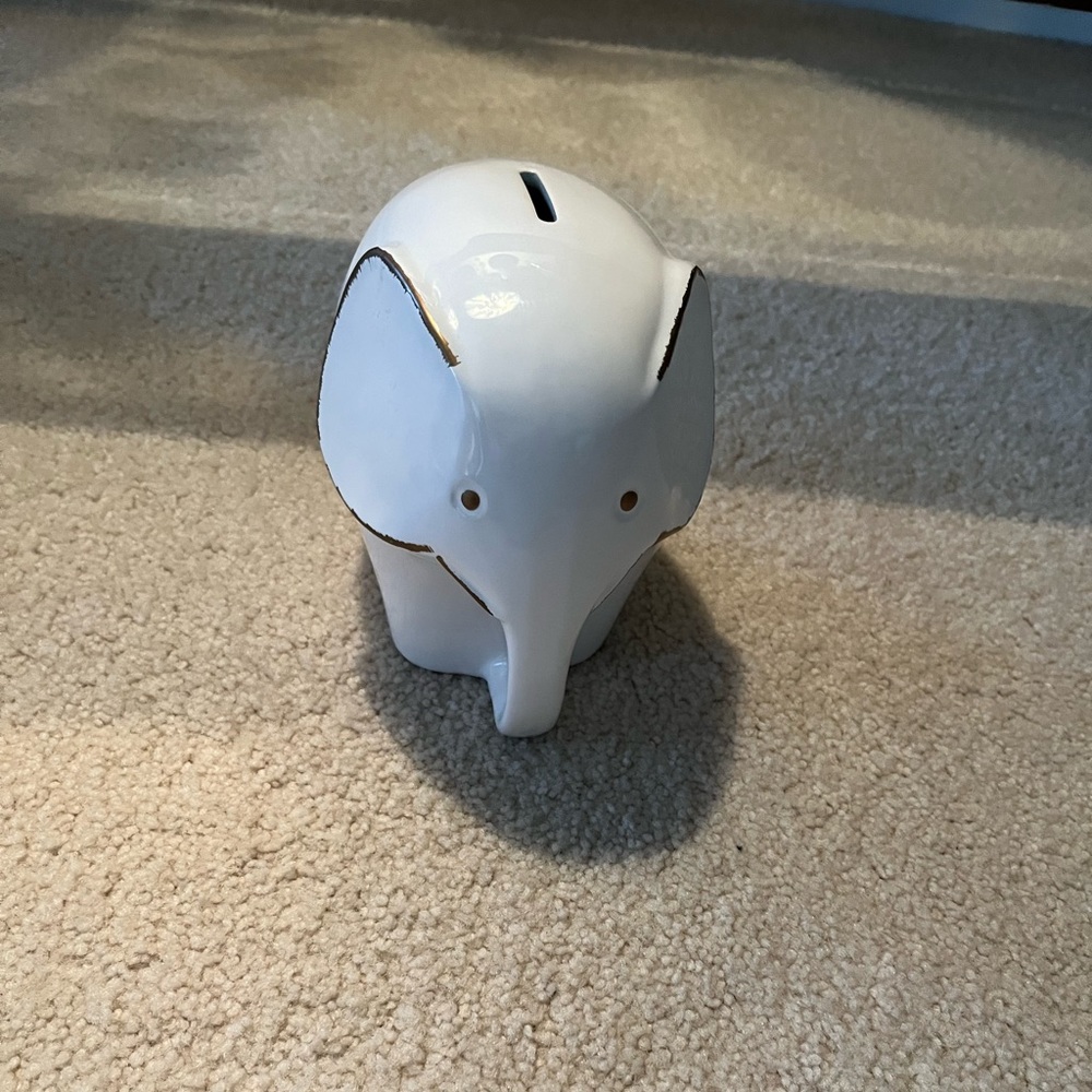 White Ceramic Elephant Bank